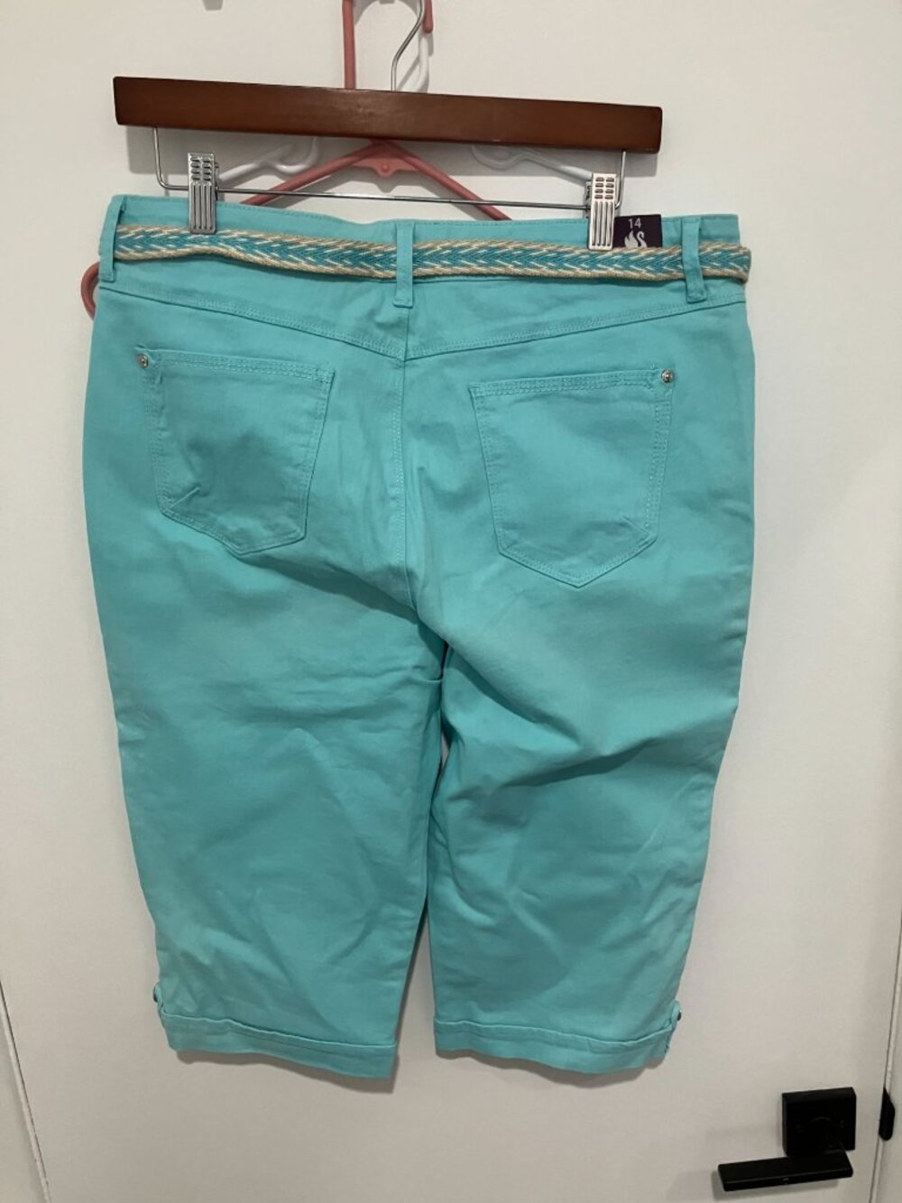 Gloria Vanderbilt Women's Lillian Belted Skimmer, Aqua Sky, Size 14, NWT - Picture 2 of 3